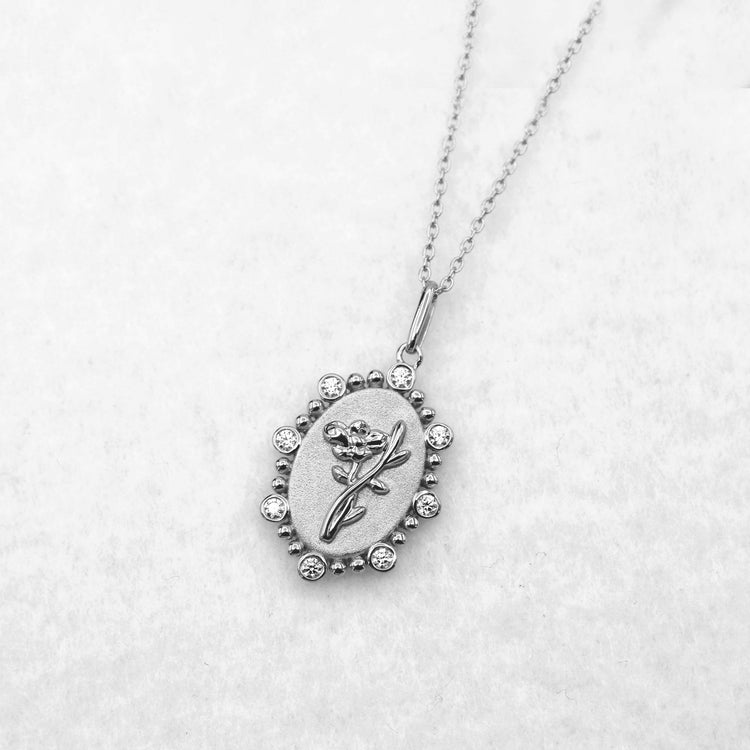 1/10 Cttw Diamond Birth Flower Necklace 18K Gold Vermeil : August Water Lily fifth and fine jewelry sterling silver 925