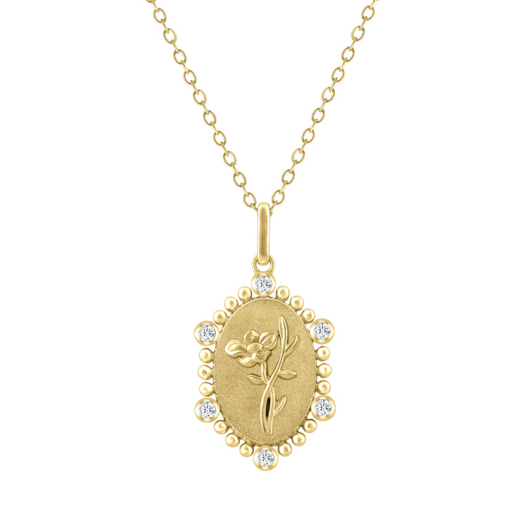 1/10 Cttw Diamond Birth Flower Necklace 18K Gold Vermeil : August Water Lily fifth and fine jewelry sterling silver 925