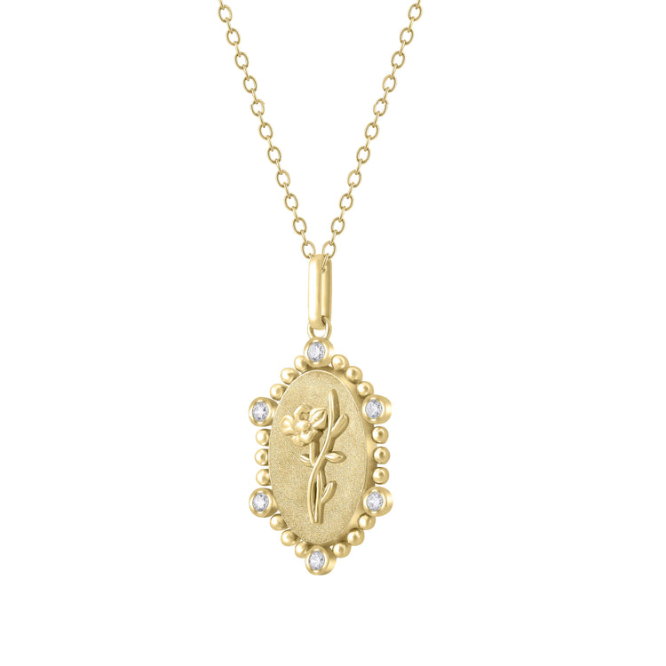 1/10 Cttw Diamond Birth Flower Necklace 18K Gold Vermeil : August Water Lily fifth and fine jewelry sterling silver 925