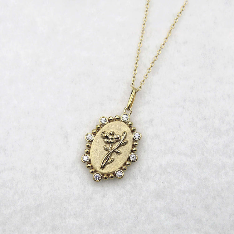 1/10 Cttw Diamond Birth Flower Necklace 18K Gold Vermeil : August Water Lily fifth and fine jewelry sterling silver 925