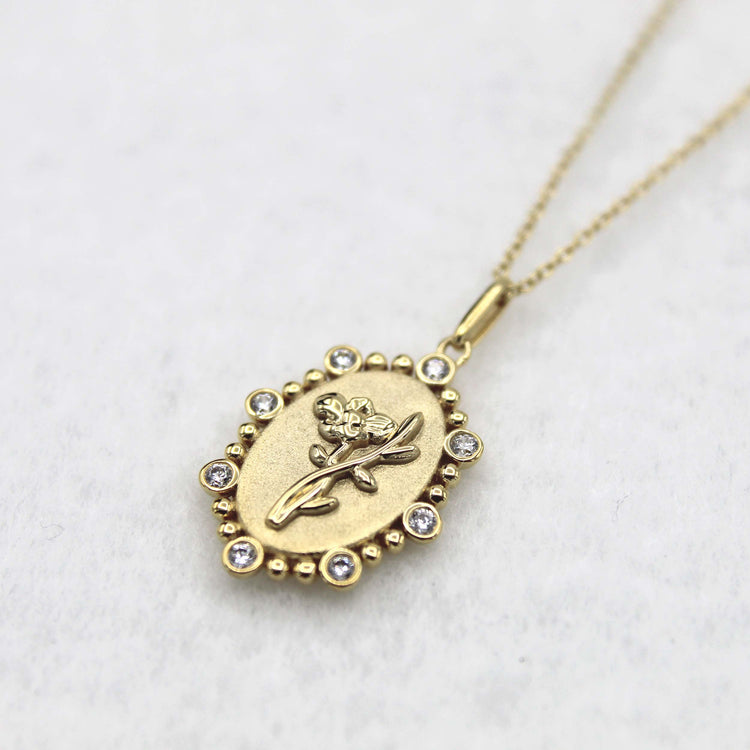 1/10 Cttw Diamond Birth Flower Necklace 18K Gold Vermeil : August Water Lily fifth and fine jewelry sterling silver 925