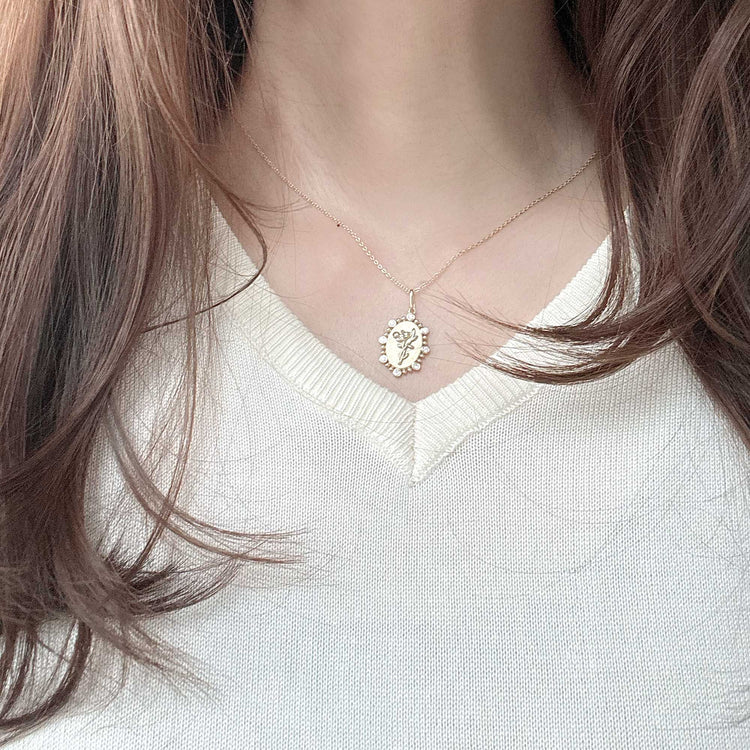 1/10 Cttw Diamond Birth Flower Necklace 18K Gold Vermeil : August Water Lily fifth and fine jewelry sterling silver 925
