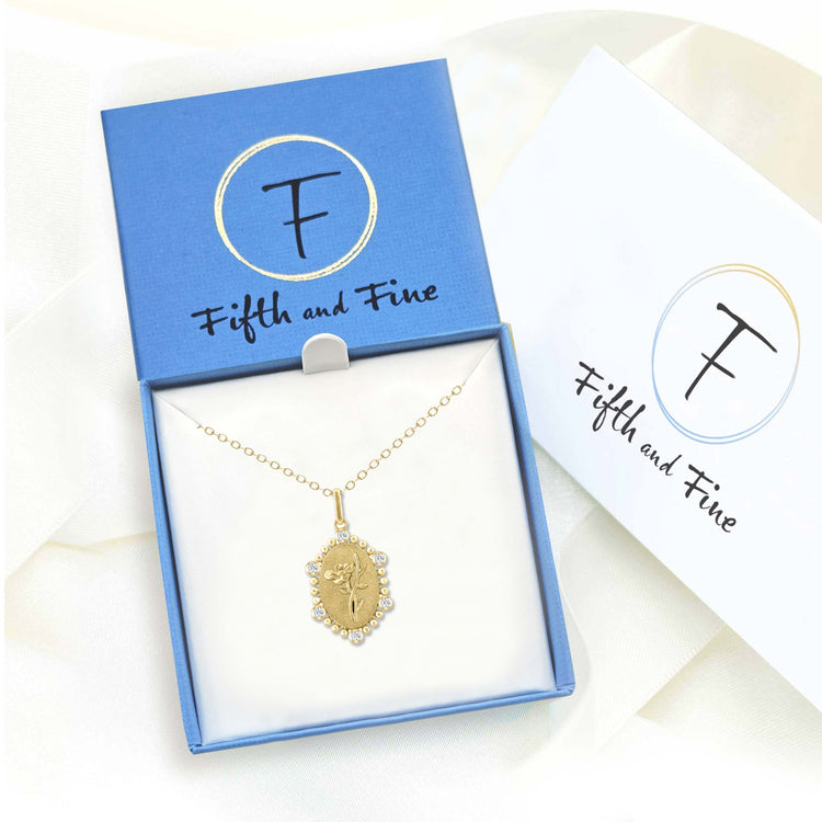 1/10 Cttw Diamond Birth Flower Necklace 18K Gold Vermeil : August Water Lily fifth and fine jewelry sterling silver 925