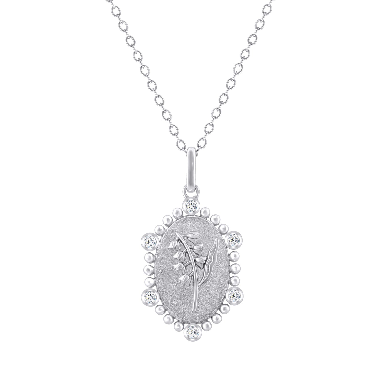 1/10 Cttw Diamond Birth Flower Necklace : May Lily fifth and fine jewelry pendant yellow gold K18 sterling silver 925