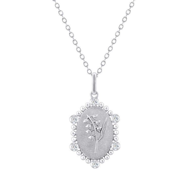 1/10 Cttw Diamond Birth Flower Necklace : May Lily fifth and fine jewelry pendant yellow gold K18 sterling silver 925