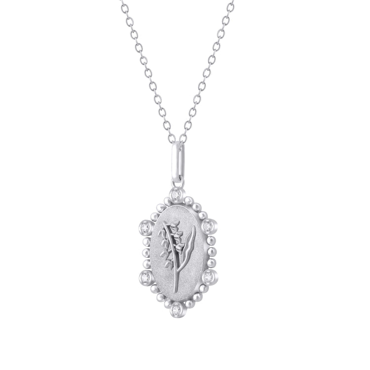 1/10 Cttw Diamond Birth Flower Necklace : May Lily fifth and fine jewelry pendant yellow gold K18 sterling silver 925