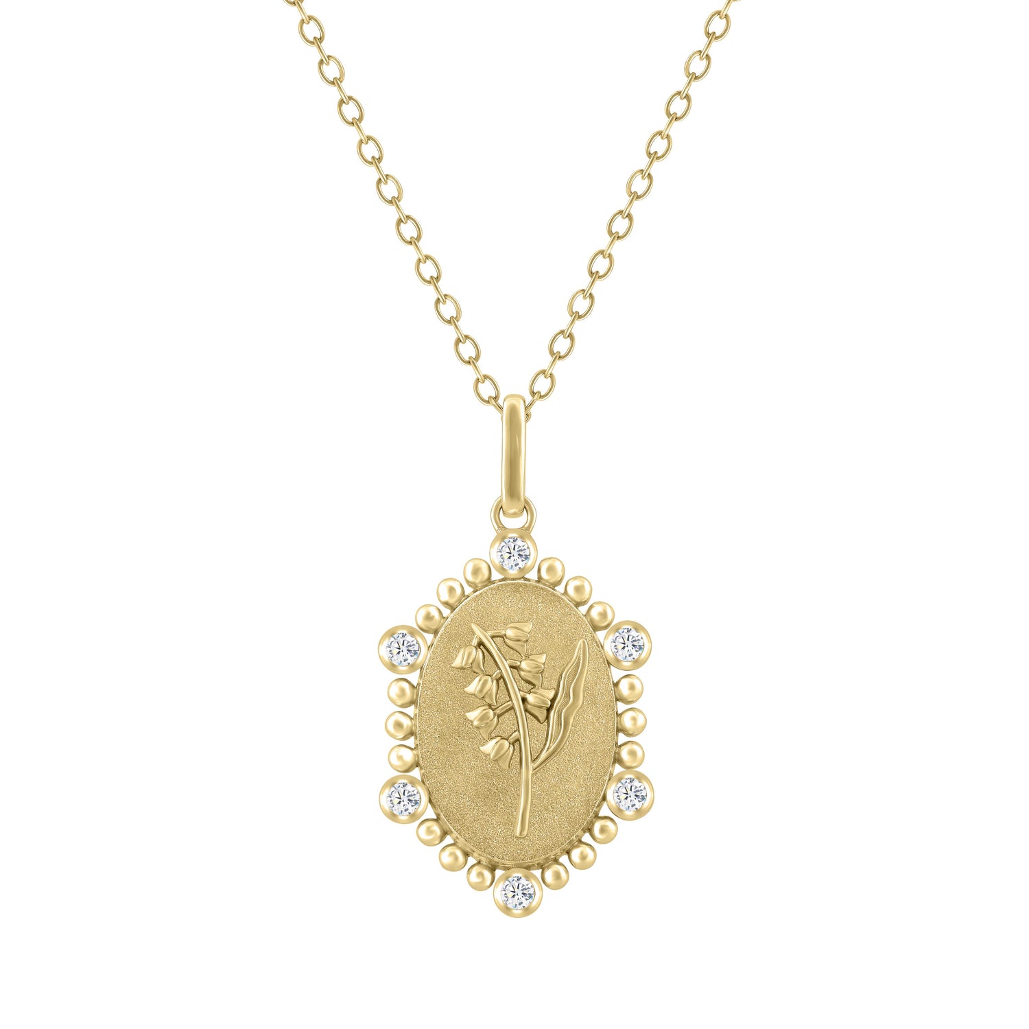 1/10 Cttw Diamond Birth Flower Necklace : May Lily fifth and fine jewelry pendant yellow gold K18 sterling silver 925