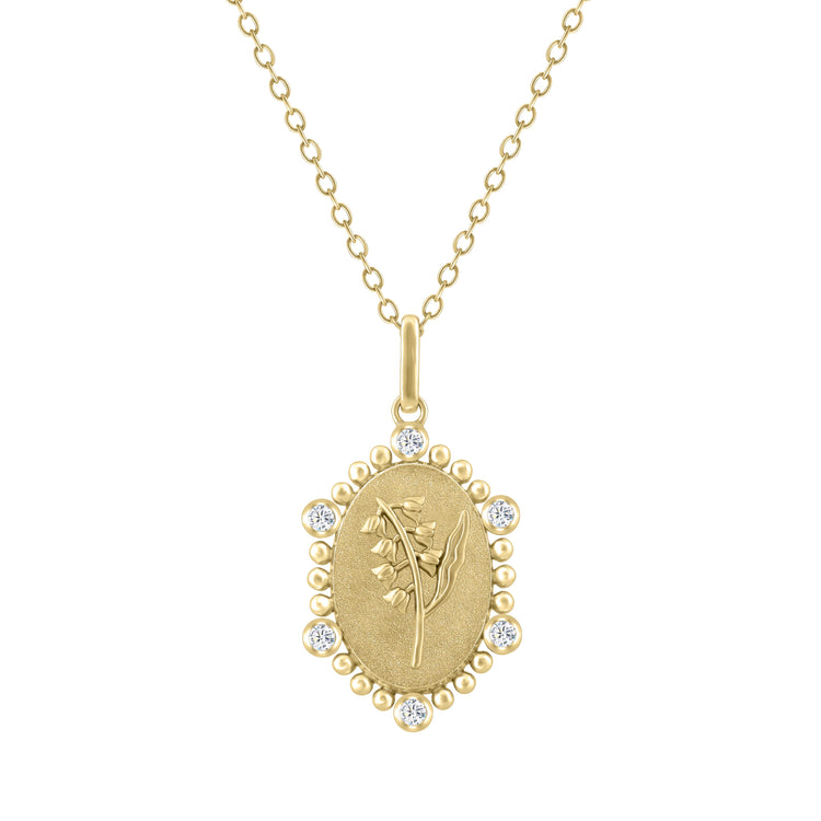 1/10 Cttw Diamond Birth Flower Necklace : May Lily fifth and fine jewelry pendant yellow gold K18 sterling silver 925