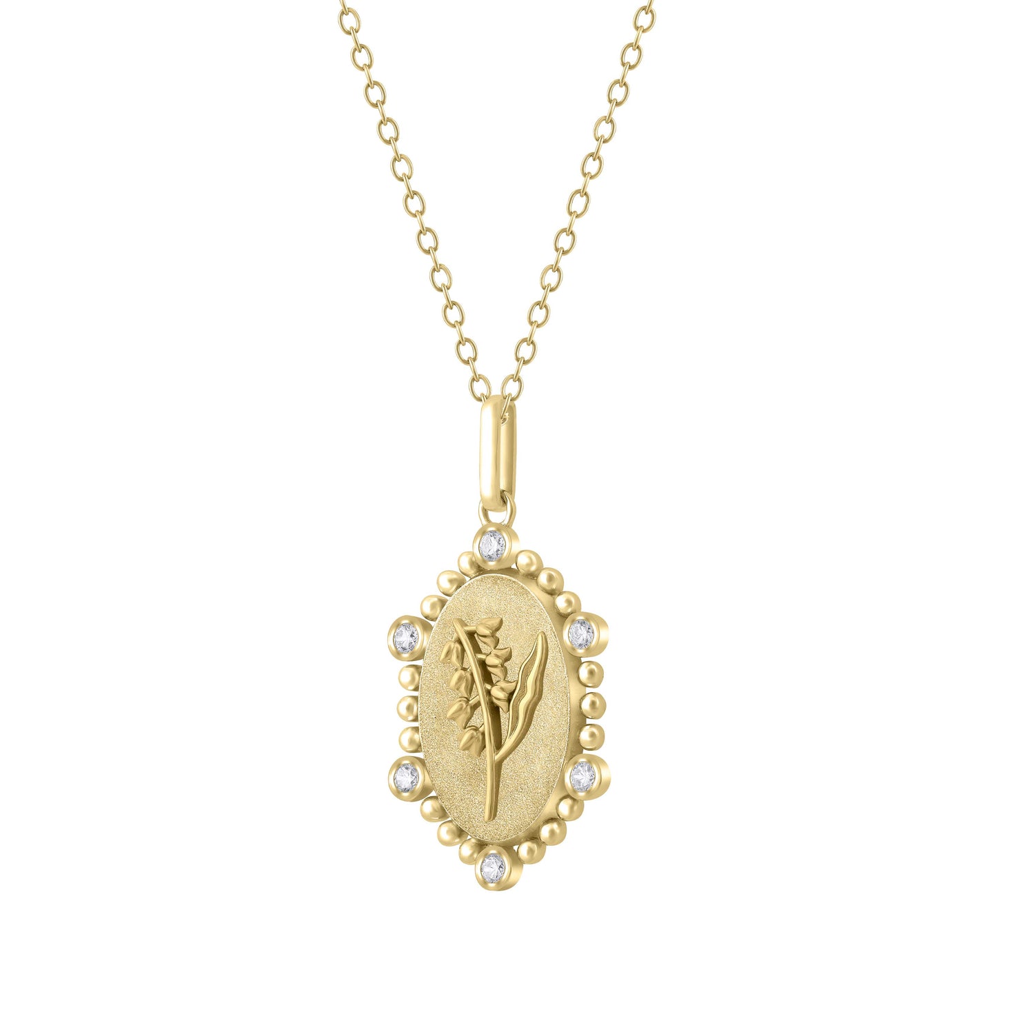 1/10 Cttw Diamond Birth Flower Necklace : May Lily fifth and fine jewelry pendant yellow gold K18 sterling silver 925