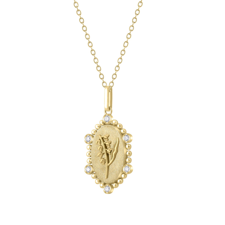 1/10 Cttw Diamond Birth Flower Necklace : May Lily fifth and fine jewelry pendant yellow gold K18 sterling silver 925