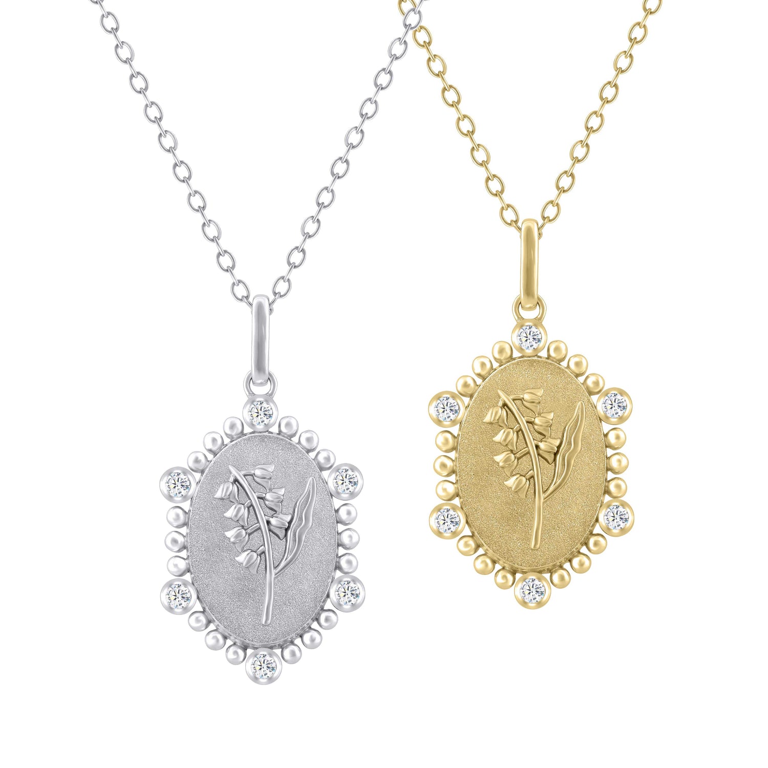 1/10 Cttw Diamond Birth Flower Necklace : May Lily fifth and fine jewelry pendant yellow gold K18 sterling silver 925
