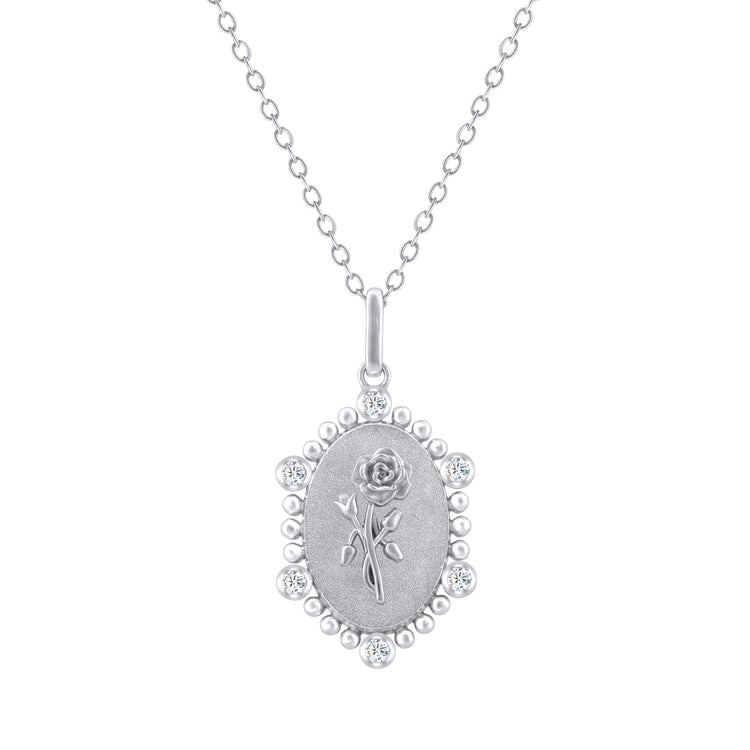 1/10 Cttw Diamond Birth Flower Necklace : June Rose fifth and fine jewelry k18 yellow gold sterling silver 925