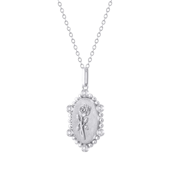 1/10 Cttw Diamond Birth Flower Necklace : June Rose fifth and fine jewelry k18 yellow gold sterling silver 925