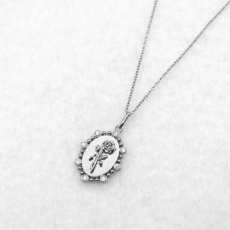 1/10 Cttw Diamond Birth Flower Necklace : June Rose fifth and fine jewelry k18 yellow gold sterling silver 925