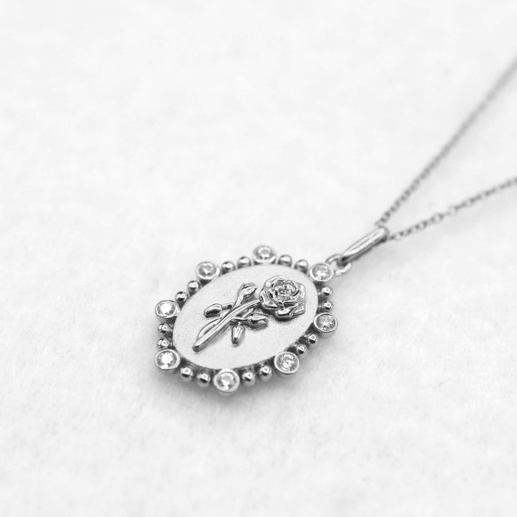 1/10 Cttw Diamond Birth Flower Necklace : June Rose fifth and fine jewelry k18 yellow gold sterling silver 925