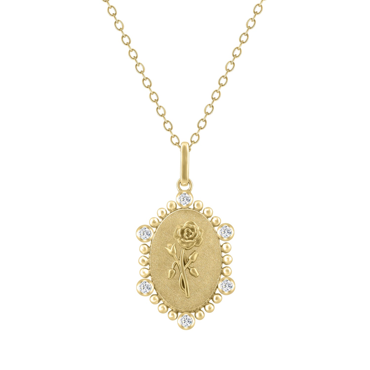 1/10 Cttw Diamond Birth Flower Necklace : June Rose fifth and fine jewelry k18 yellow gold sterling silver 925