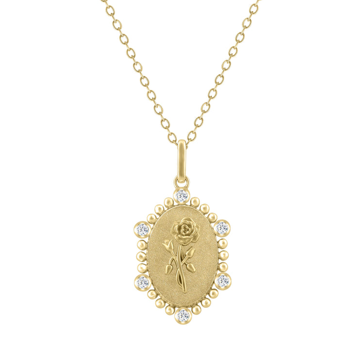 1/10 Cttw Diamond Birth Flower Necklace : June Rose fifth and fine jewelry k18 yellow gold sterling silver 925