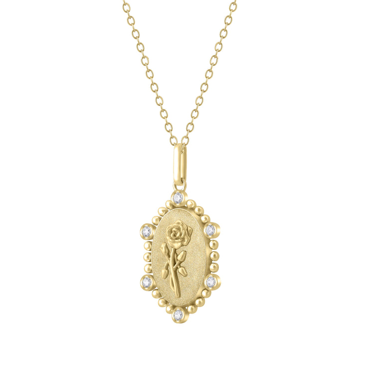 1/10 Cttw Diamond Birth Flower Necklace : June Rose fifth and fine jewelry k18 yellow gold sterling silver 925
