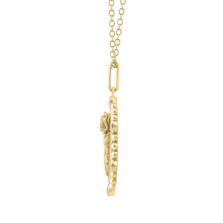 1/10 Cttw Diamond Birth Flower Necklace : June Rose fifth and fine jewelry k18 yellow gold sterling silver 925