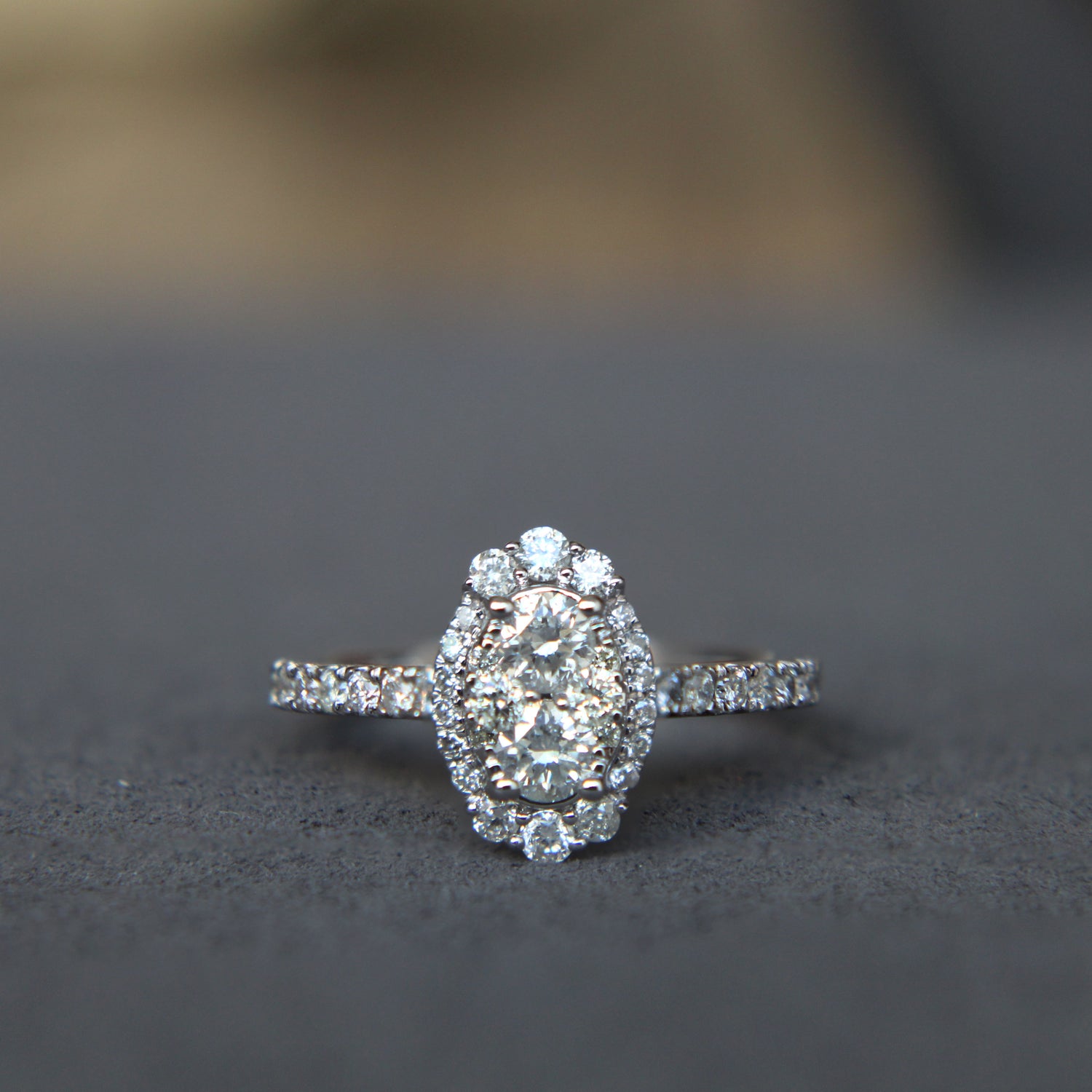 3/4ctw Diamond Oval Classic Halo Engagement Ring in Sterling Silver Customize