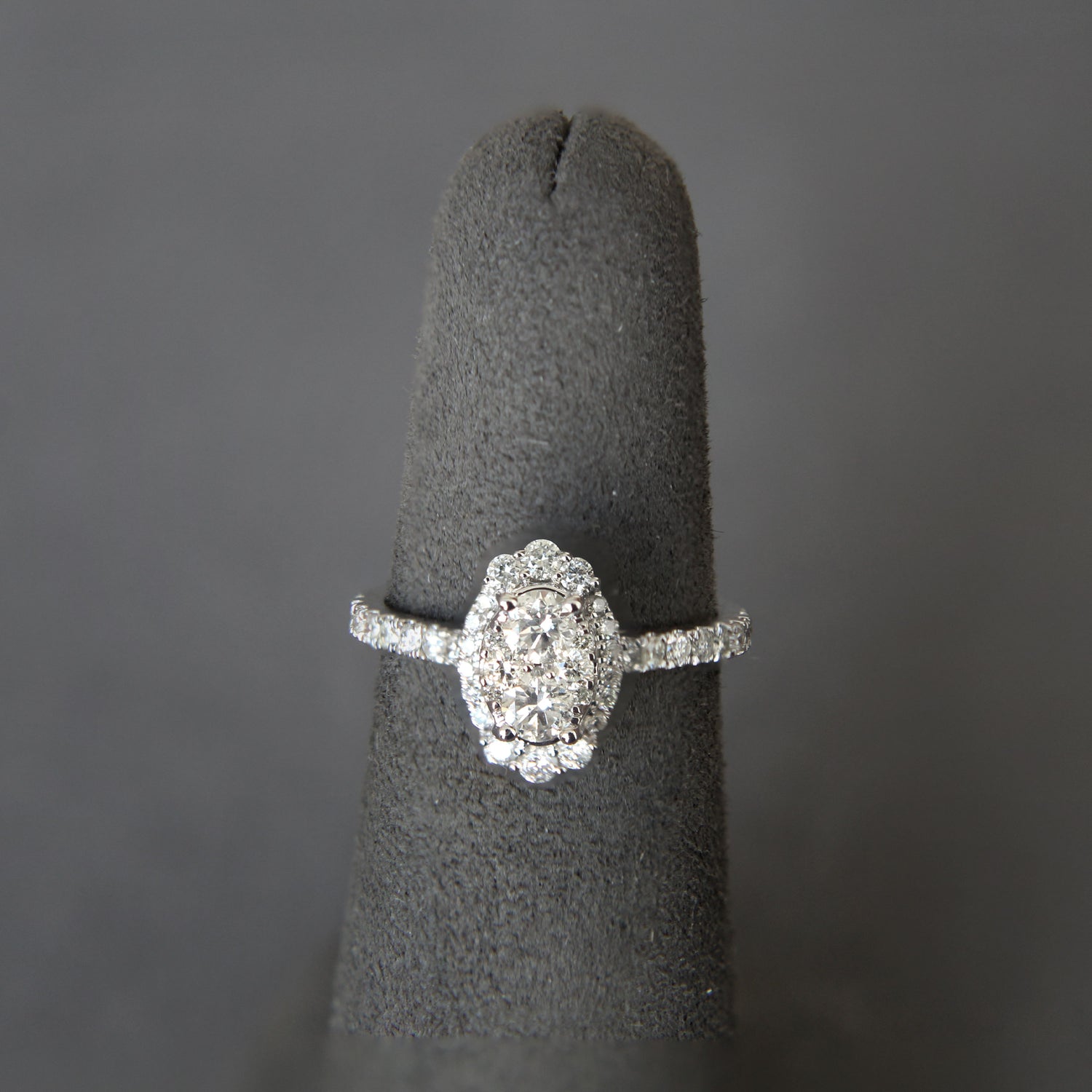 3/4ctw Diamond Oval Classic Halo Engagement Ring in Sterling Silver Customize