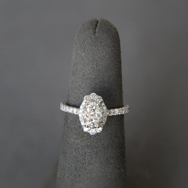 3/4ctw Diamond Oval Classic Halo Engagement Ring in Sterling Silver Customize