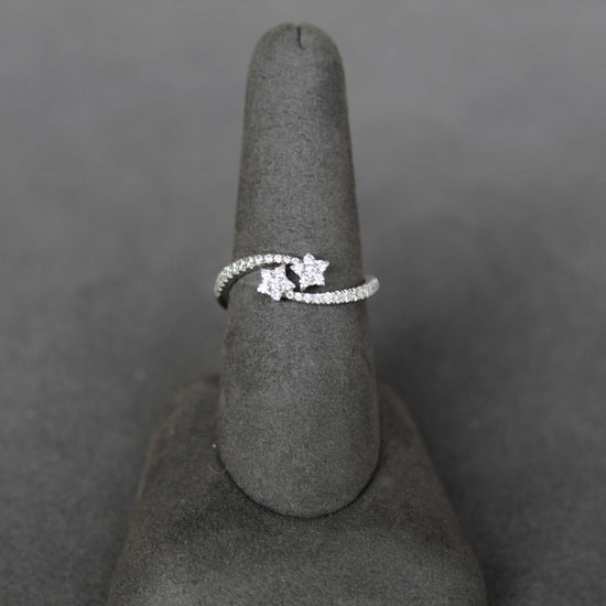 1/3CT TW Diamond Dual Shooting Star Cluster Fashion Ring in Sterling Silver
