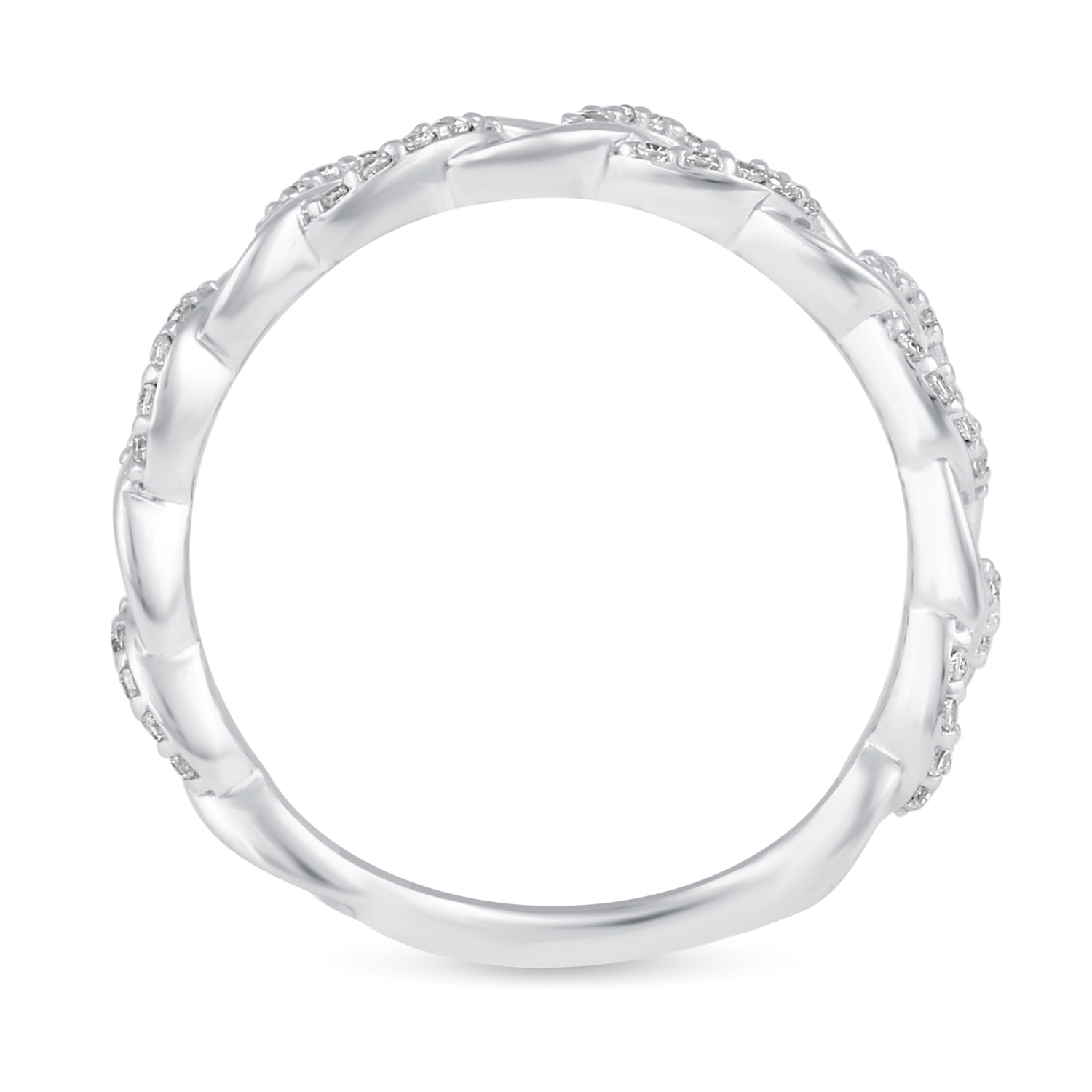 1/3 CT TW Diamond Link Pave Ring in Sterling Silver