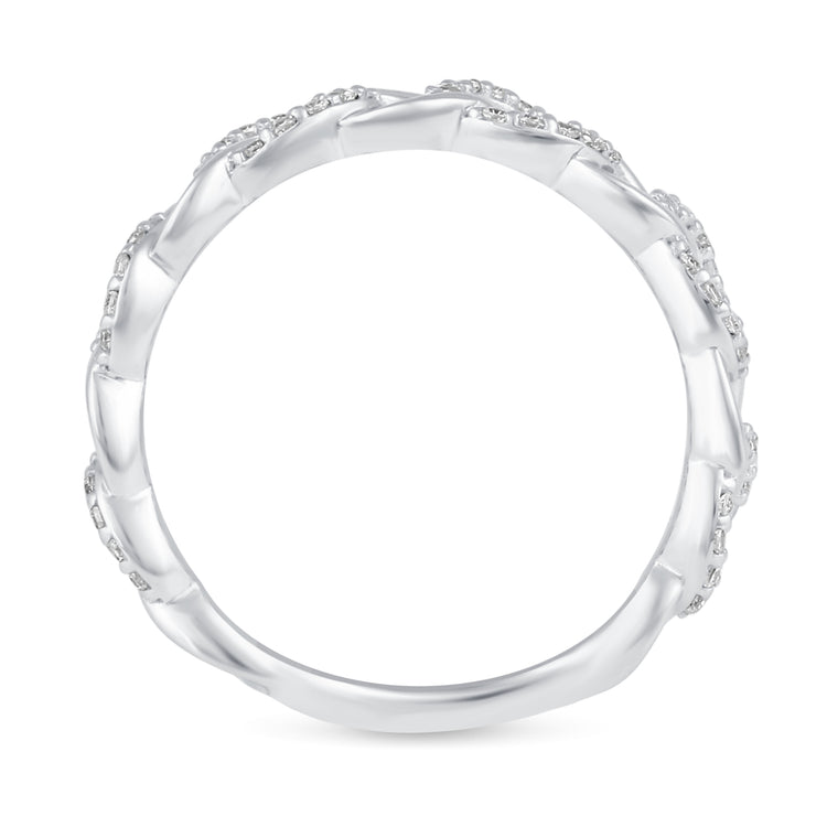 1/3 CT TW Diamond Link Pave Ring in Sterling Silver