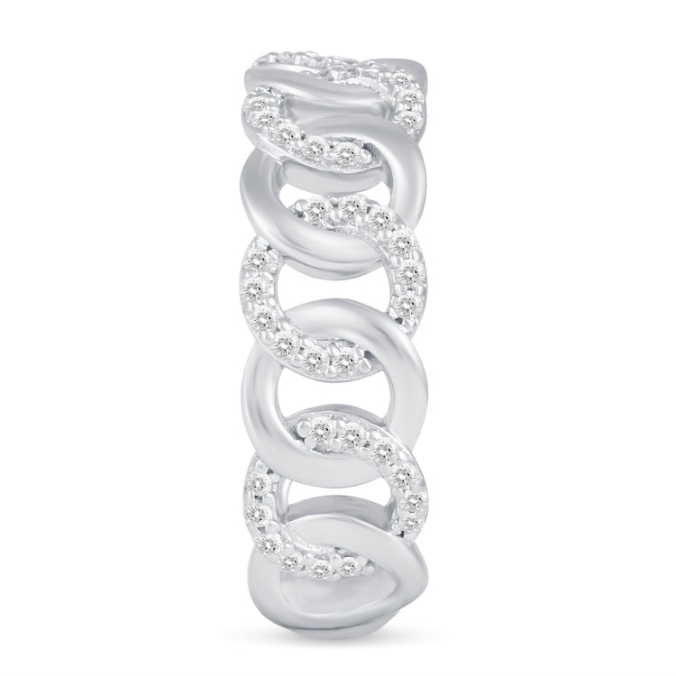 1/3 CT TW Diamond Link Pave Ring in Sterling Silver