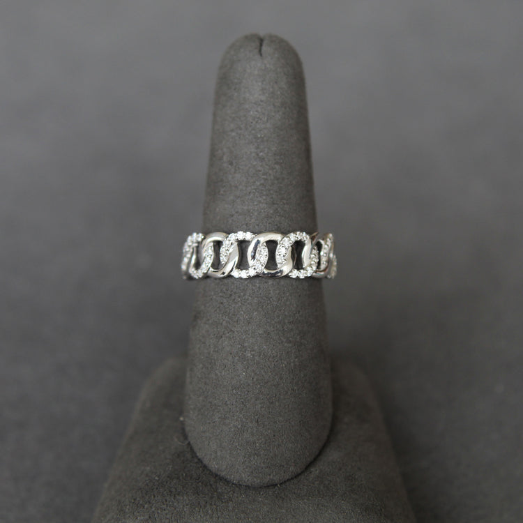 1/3 CT TW Diamond Link Pave Ring in Sterling Silver