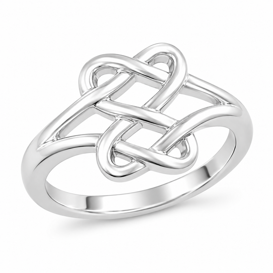 Twisted Heart Knot Ring in 925 Sterling Silver