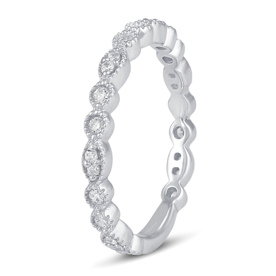 Milgrain Marquise Infinity Half Eternity Ring in 925 Sterling Silver
