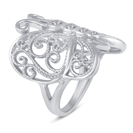Filigree Butterfly Statement Ring in 925 Sterling Silver