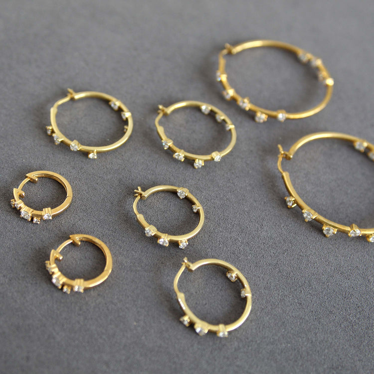 1/3 - 1 1/2 Ctw Diamond Enchant Galaxy Hoop Earrings in 925 Sterling Silver Yellow Gold