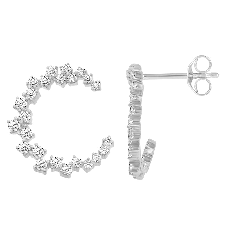 Royal Aura 14K Yellow/White Gold 1/2 Cttw (I1 Clarity) Diamond Hoop Earrings