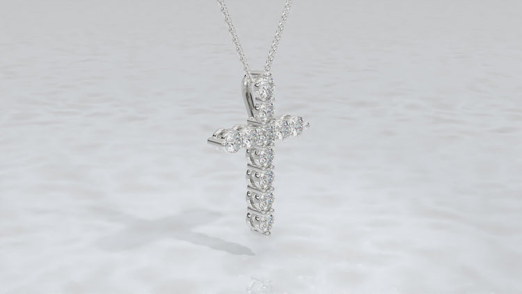 3/4 CTW Diamond Cross Pave Stud Earrings & Pendant set in 925 Sterling Silver
