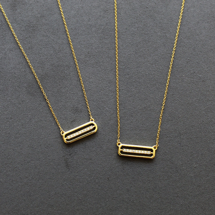 1/4 - 1/10 Cttw Diamond Bar Pendant Necklace set in 925 Sterling Silver Yellow Gold Plating (Select Design)
