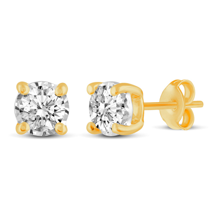 3/4 CTW (I2) Natural Diamond Studs Earrings in14K White Gold/Yellow Gold/Rose Gold
