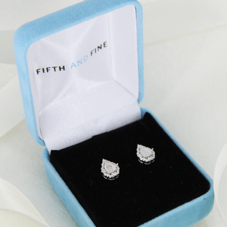 1/5ct tw Diamond Pear Cluster Fashion Stud Earring in Sterling Silver - Fifth and Fine