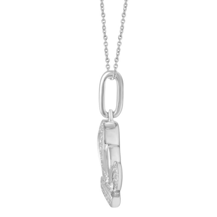 1/10 CT TW Diamond Crown Pendant Necklace in 925 Sterling Silver