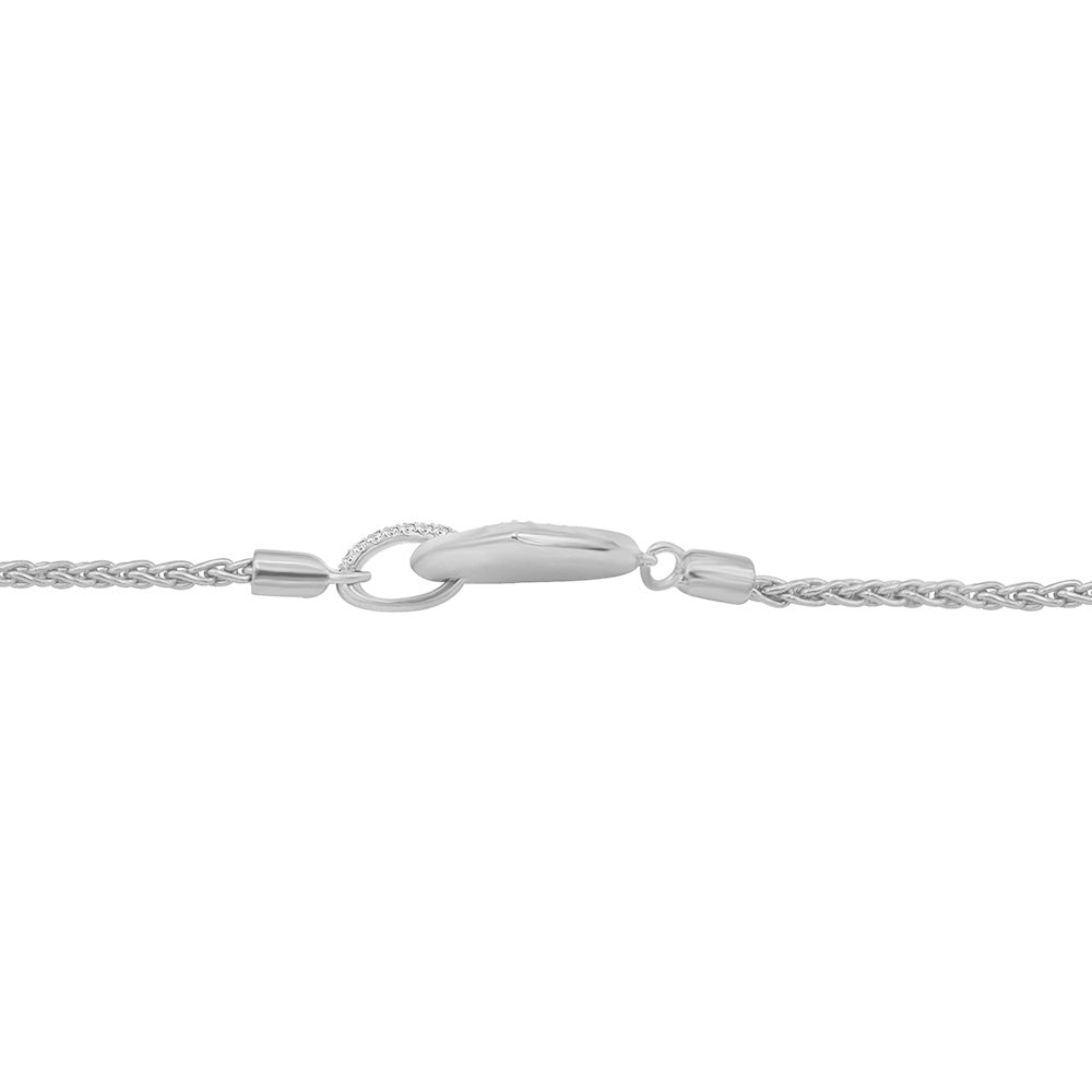 3/8 Cttw Pave Diamond Heart Bracelet in 14K White Gold with an adjustable slider
