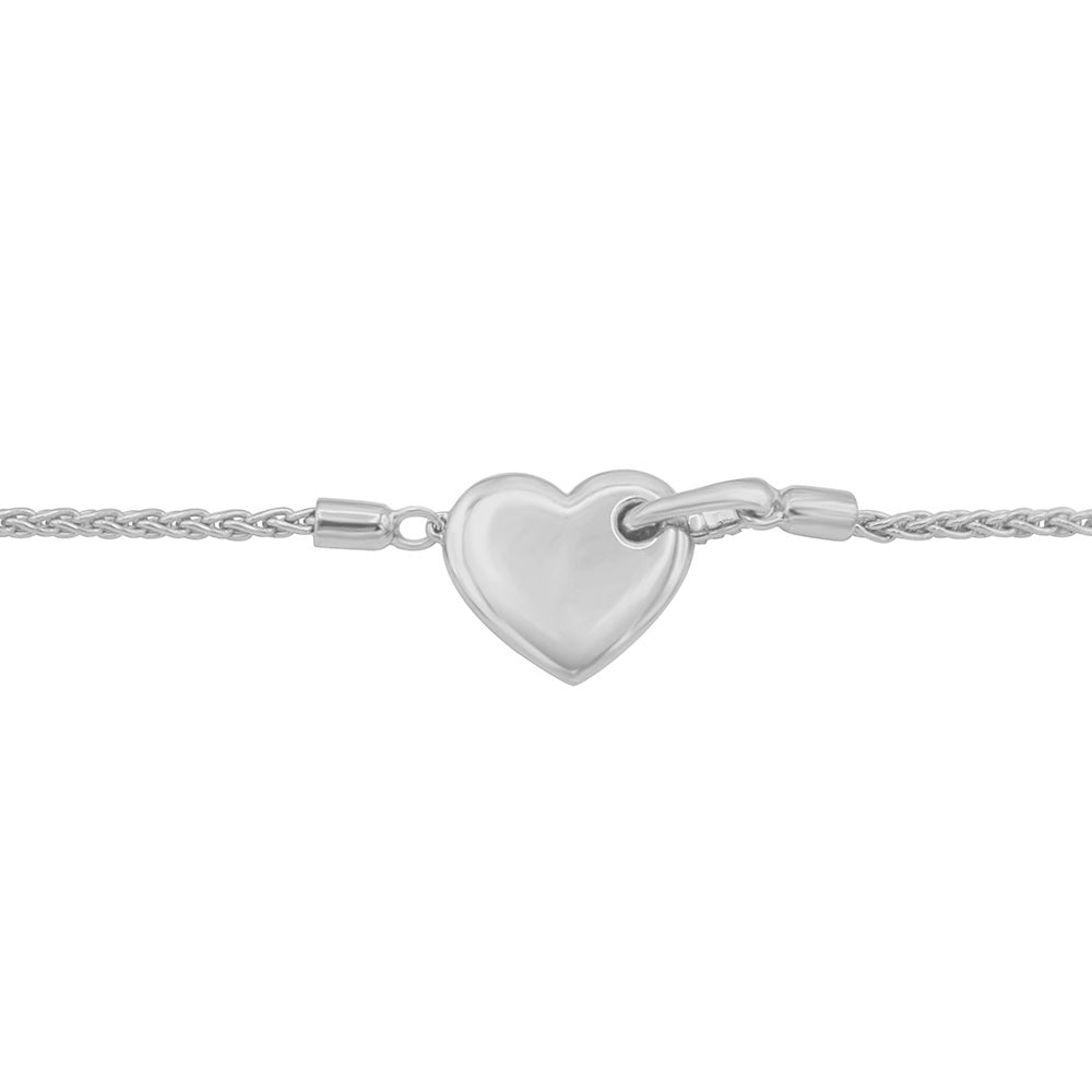3/8 Cttw Pave Diamond Heart Bracelet in 14K White Gold with an adjustable slider