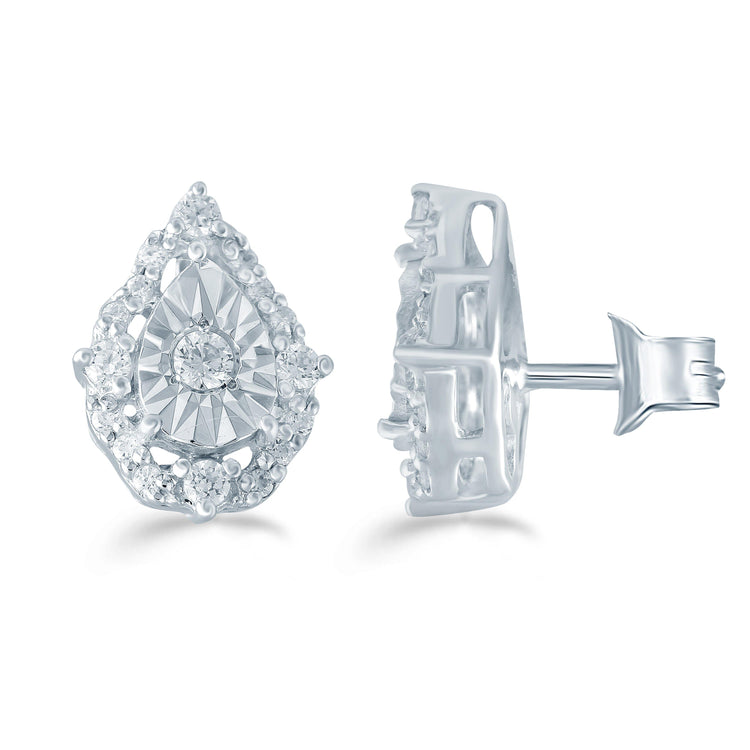 1/5ct tw Diamond Pear Cluster Fashion Stud Earring in Sterling Silver - Fifth and Fine