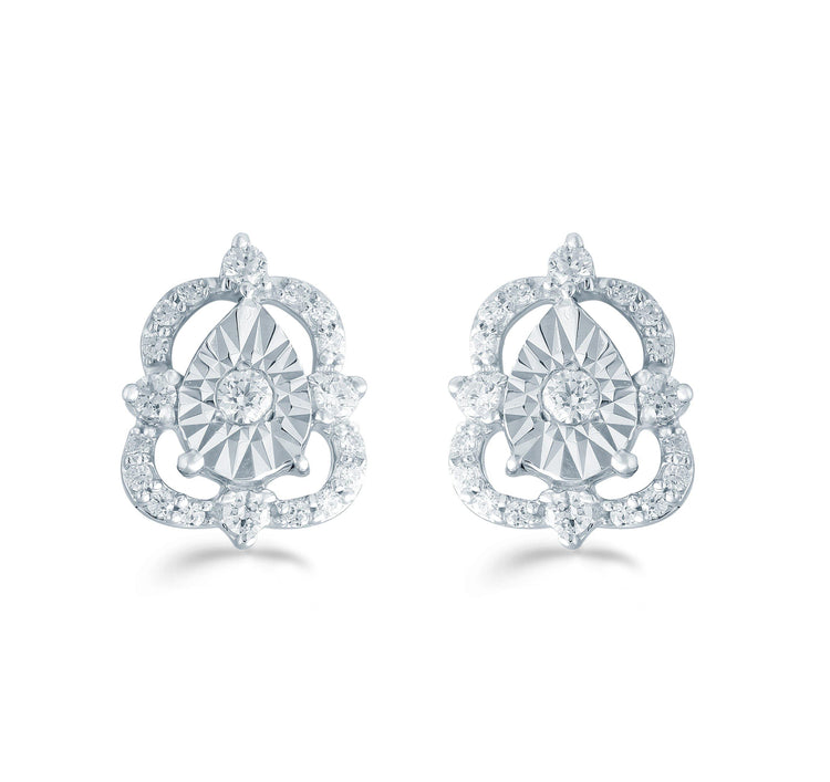 1/5Ct TW Diamond Cluster Studs in Sterling Silver - Fifth and Fine