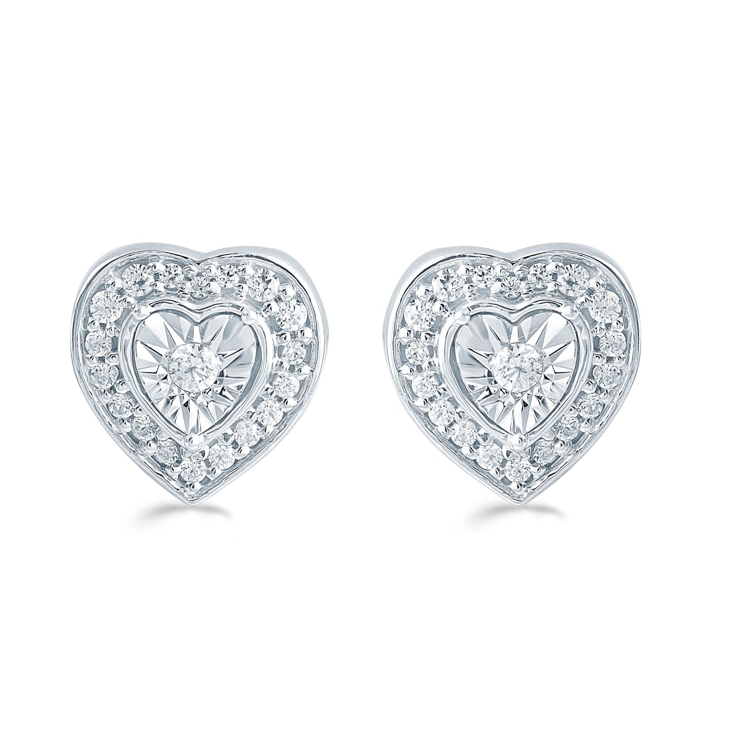 1/4Ct TW Diamond Heart Cluster Fashion Stud Earring in Sterling Silver - Fifth and Fine