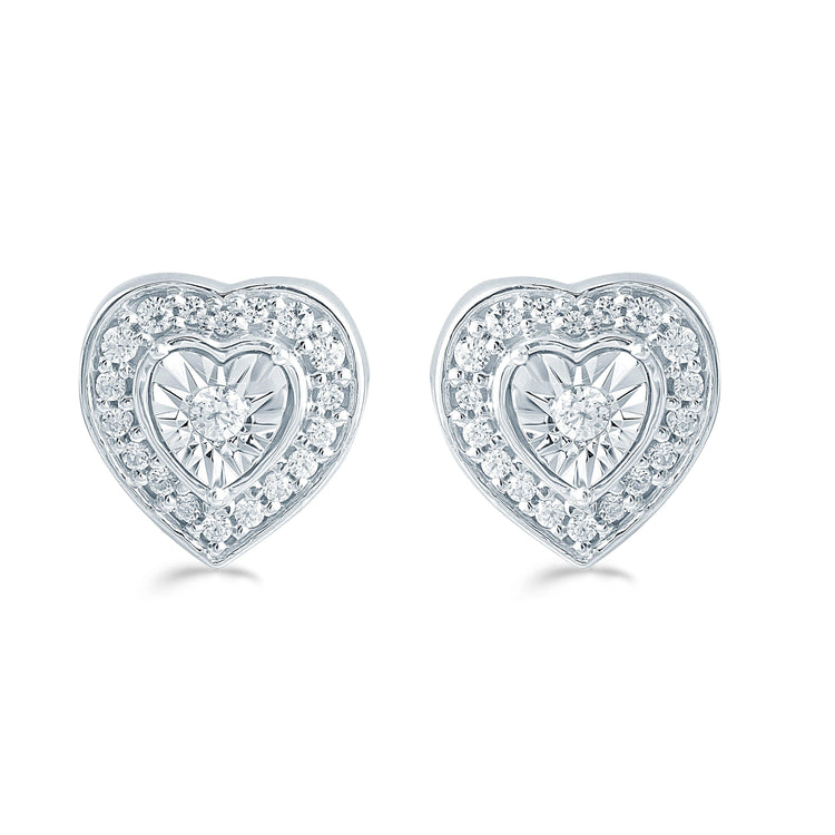 1/4Ct TW Diamond Heart Cluster Fashion Stud Earring in Sterling Silver - Fifth and Fine