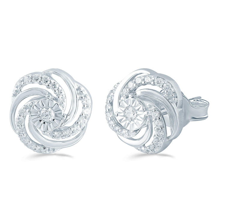 1/3CT TW Diamond Swirl Cluster Stud Earring in Sterling Silver - Fifth and Fine