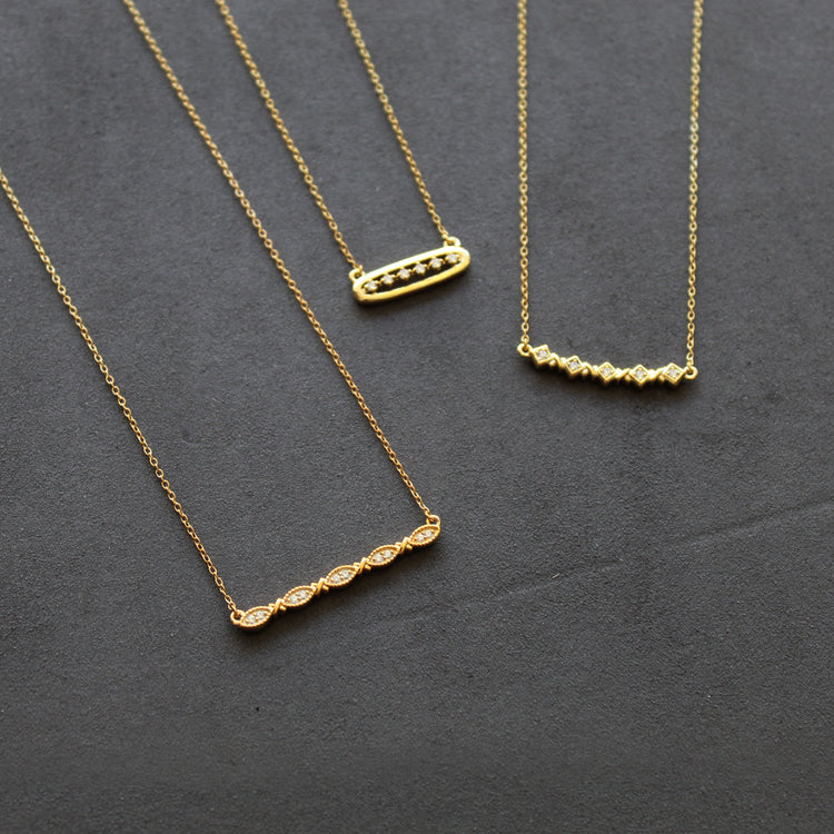 1/4 - 1/10 Cttw Diamond Bar Pendant Necklace set in 925 Sterling Silver Yellow Gold Plating (Select Design)