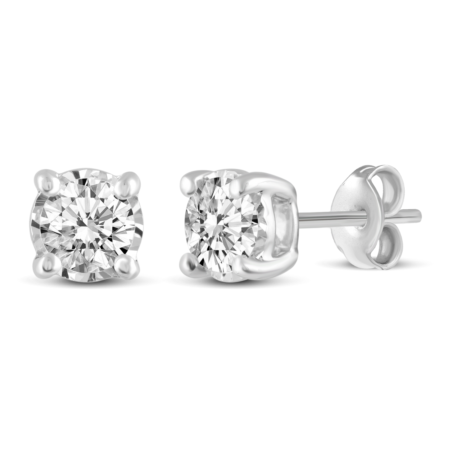 3/4 CTW (I2) Natural Diamond Studs Earrings in14K White Gold/Yellow Gold/Rose Gold
